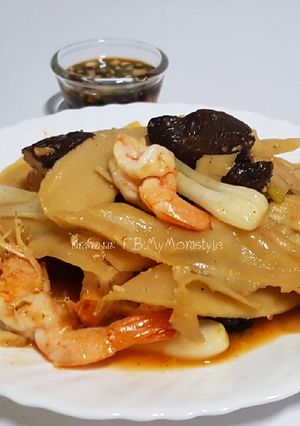 รูปของ หน่อไม้จีน (เหม่งสุ้น) ผัดกุ้ง