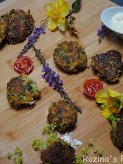 A picture of Zucchini frittat with orange-yogurt sauce.