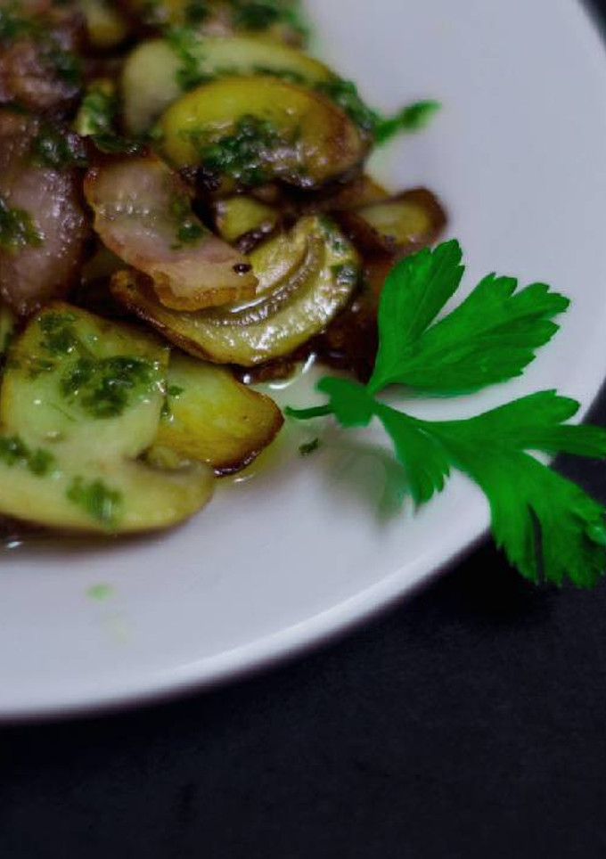 Una foto de Champiñones con bacon