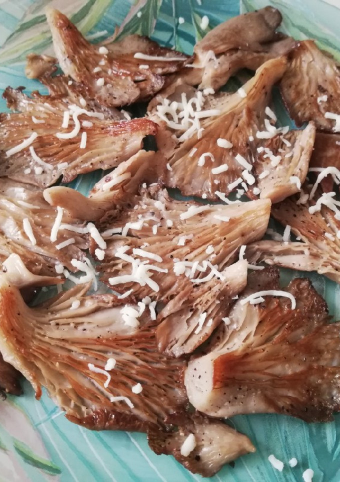 Una foto de Setas ostra a la plancha con queso