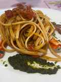 Linguine con Granchio, Pomodorini e Pesto fatto in Casa