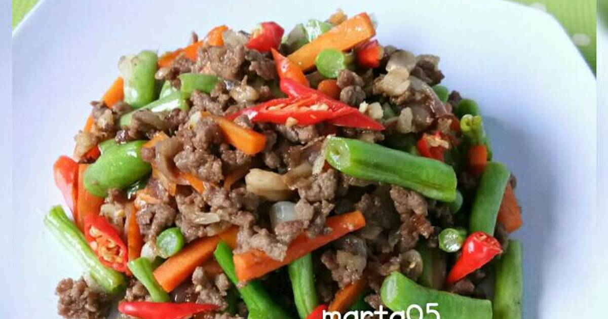  Resep  Tumis  Buncis Wortel Daging  Cincang  oleh marta05 