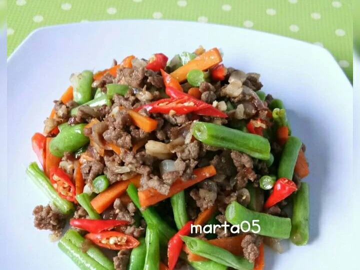 Cara Sederhana Menyiapkan Resep  Tumis Buncis Wortel Daging Cincang yang Enak, Bikin Ketagihan