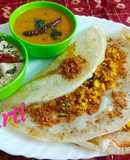 Paneer Corn Dosa with podi, Sambhar and Coconut chutney