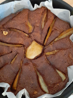 A picture of Pear and chocolate tart: gluten free.