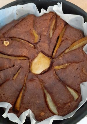 A picture of Pear and chocolate tart: gluten free.