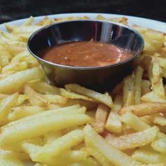 A picture of French fries street style.