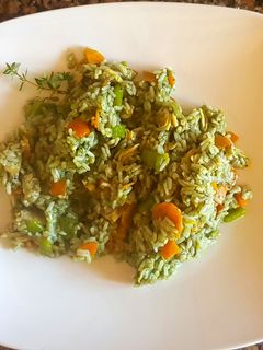 Una foto de Arroz verde con berberechos. #caminodesabores