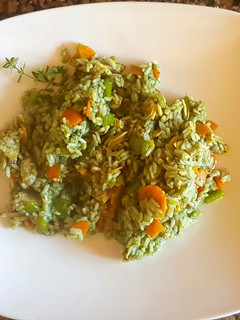 Una foto de Arroz verde con berberechos. #caminodesabores