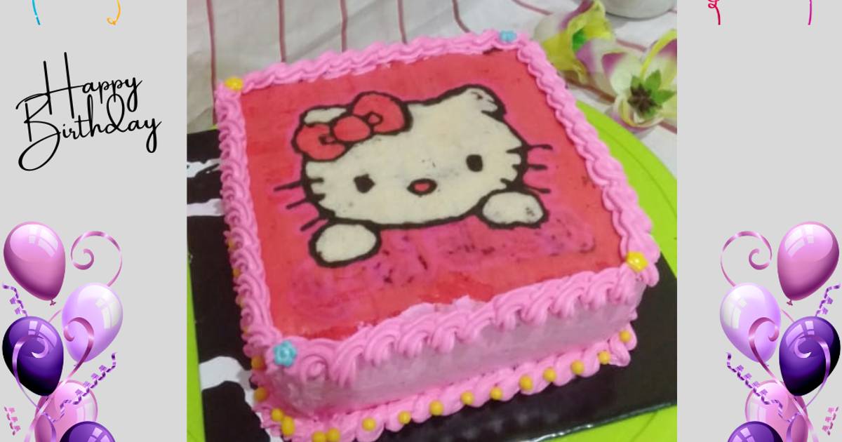 Resep Hello Kitty Birthday Cake 🎂 Oleh Oktaviani Bund Keyl Cookpad