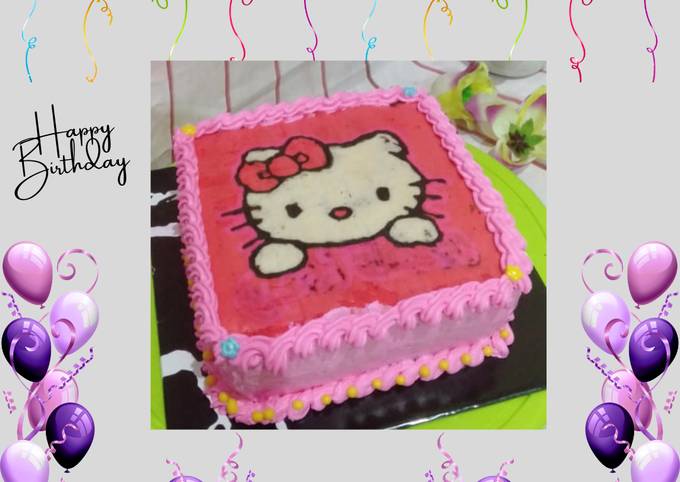 Resep Hello Kitty Birthday Cake 🎂 Oleh Oktaviani Bund Keyl Cookpad