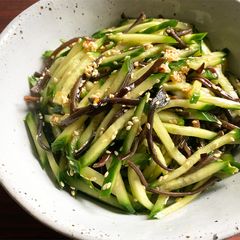 A picture of Black Fungus & Cucumber Namul.