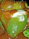 Mike's Stuffed Cheesy Meaty Bell Peppers With Gravy