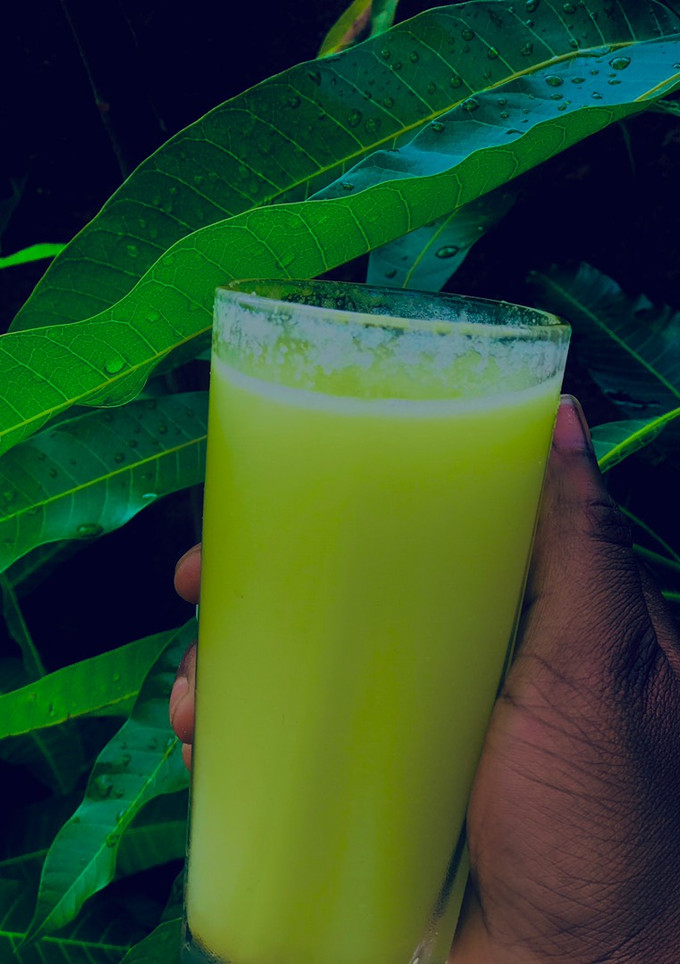 A picture of Orange and Cucumber juice.