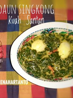 Foto resep Sayur Daun Singkong Campur Telur Kuah Santan