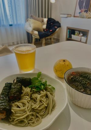 Hình của món Bún rau củ chả lá lốt.