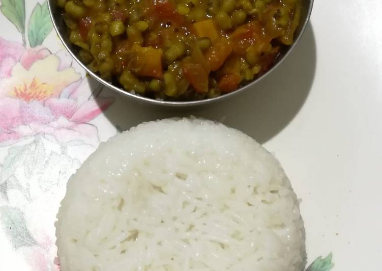 Carrot moong sabji with rice