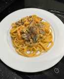 Pasta tôm sốt kem nấm