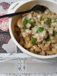 A picture of Cheese burger Pasta.