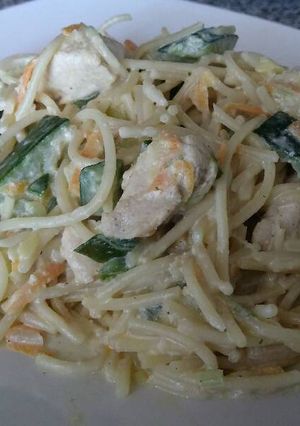 Una foto de Tallarines con pollo a la crema