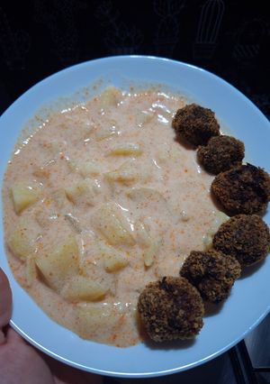 Krumplifőzelék fasírttal recept fotója