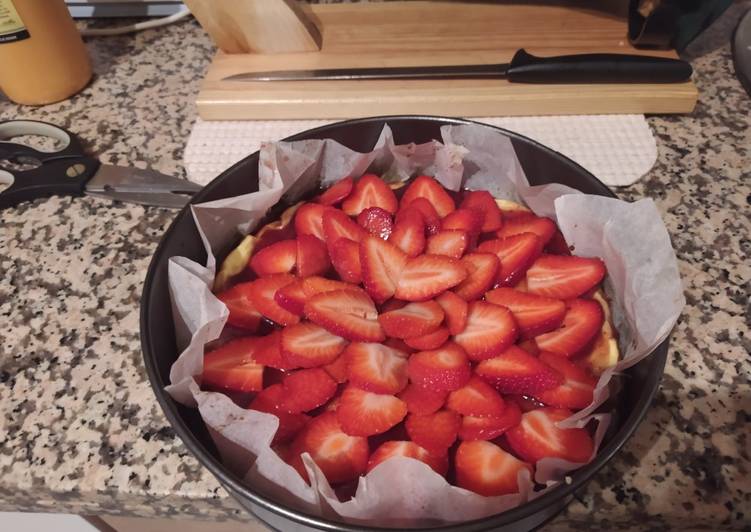 Tarta de queso con fresas