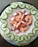 Pastel de sushi de cámaron y pulpo