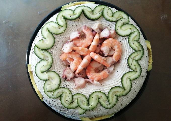 Pastel de sushi de cámaron y pulpo Receta de Chef Víctor- Cookpad