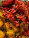 Gobi Manchurian com batatas temperadas