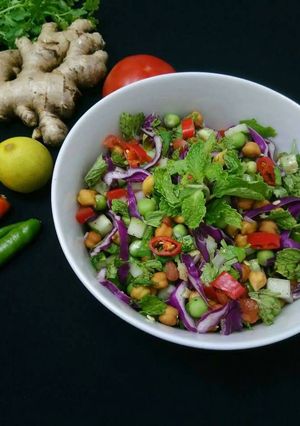 A picture of Raw Chickpea And Peas Salad (Kachi Chana Matar Salad) .