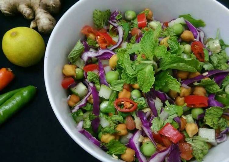 Raw Chickpea And Peas Salad (Kachi Chana Matar Salad)