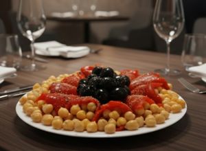 Una foto de Pimientos de Piquillo Rellenos de Garbanzos de bote con Olivas Negras
