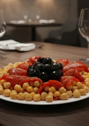 Una foto de Pimientos de Piquillo Rellenos de Garbanzos de bote con Olivas Negras