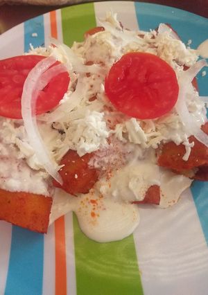 A picture of Red Enchiladas.