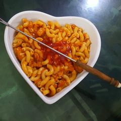 A picture of Red sauce pasta.