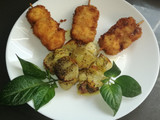 Brochetas de solomillo de cerdo con queso rebozado