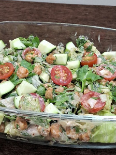 A picture of Chickpea salad with Ranch dressing.
