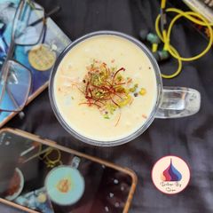 A picture of Badam Shake (Almond milk shake).