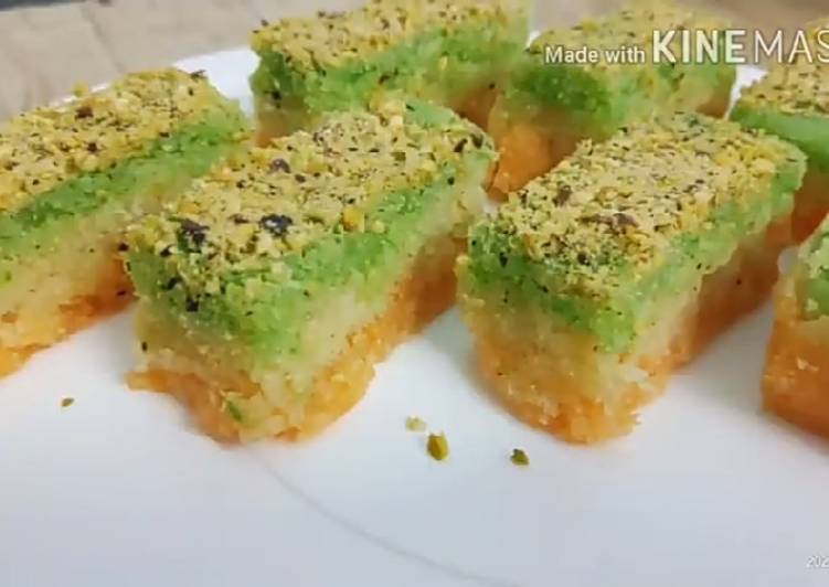 Recipe of Homemade Rakhi Special Without Mava Delicious Burfi Recipe