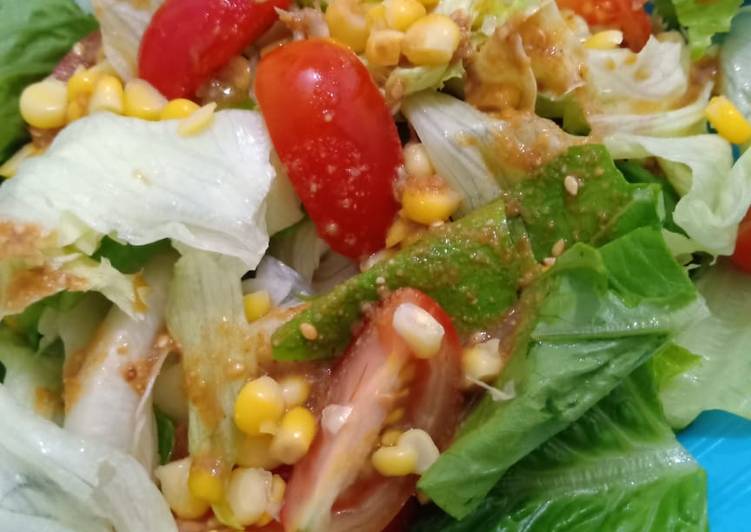 Resep Clean Eating - Fresh Salad with Sesame Dressing Super Lezat