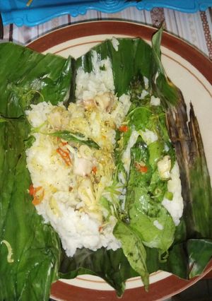 Foto resep Nasi Bakar Teri & Cumi Asin