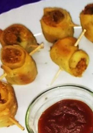 A picture of Spicy Cheesy Samosa Skiwers.