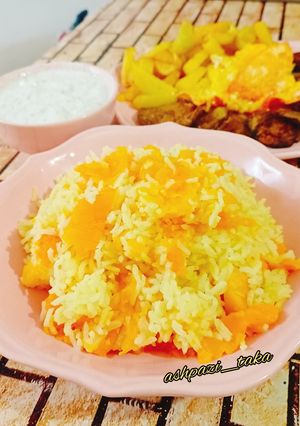 عکسی از دستور کئی پلا(پلو کدوحلوایی شمال)۲