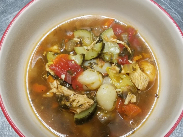 Easy Steps to Prepare Chicken vegetable soup with gnocchi the So Delicious You can take Joss in your mouth