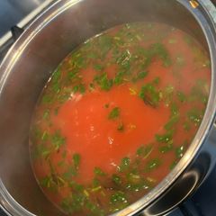 A picture of Fresh homemade tomato soup.