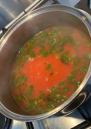 A picture of Fresh homemade tomato soup.