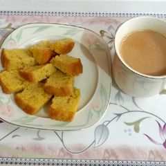 A picture of Tea time with homemade tea cake 🎂.