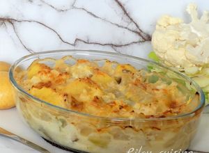 Une photo de Gratin de choux fleur / pommes de terre et blettes