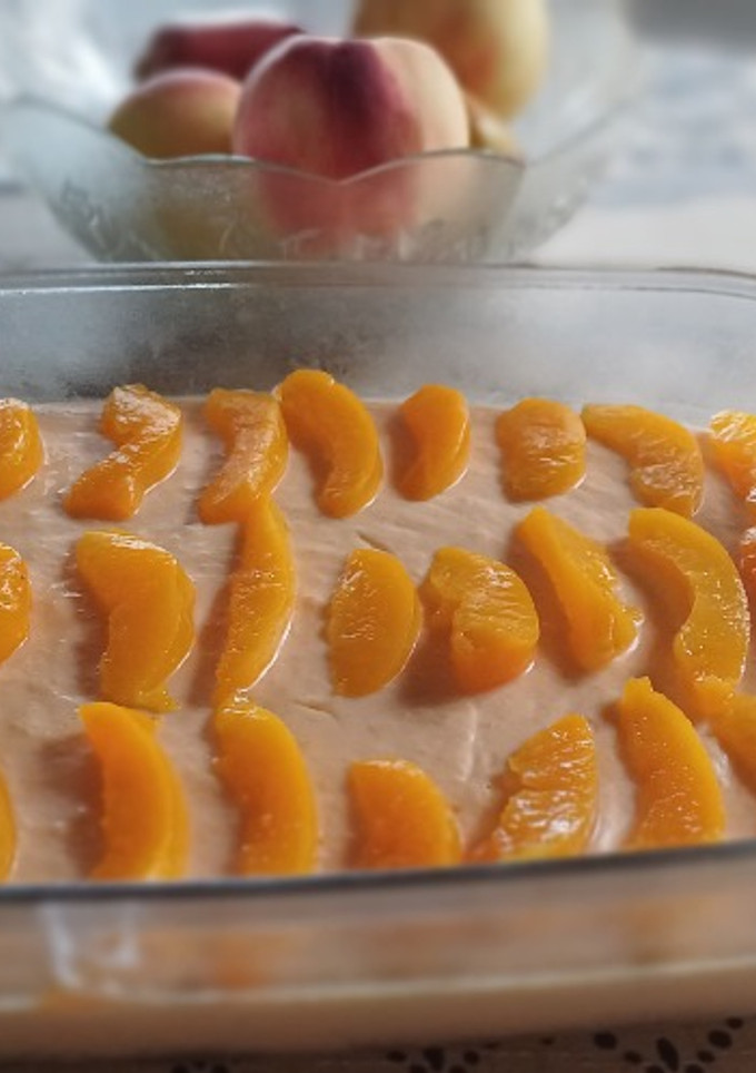 Una foto de Postre de Durazno sin horno