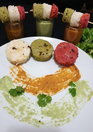 A picture of Colorful Idli.
